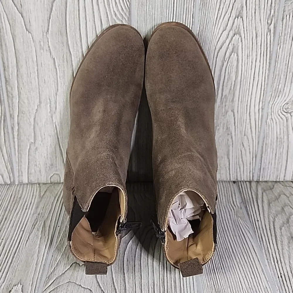 Napoleoni Taupe Brown Leather Suede Ankle Boots Womens Size 37 US 6.5